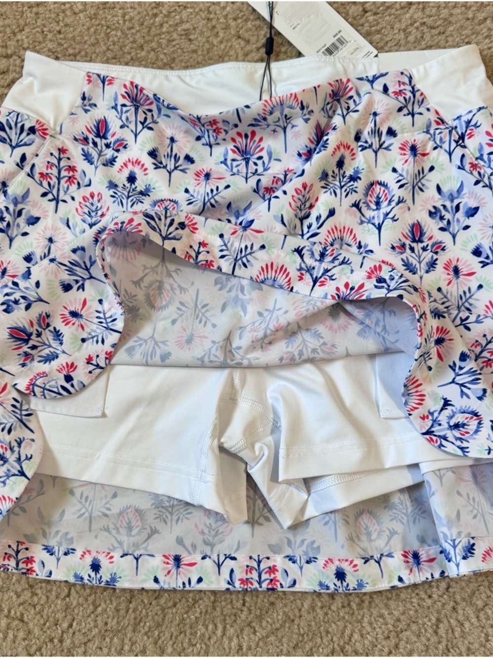 Walter Hagen White Mini Skort wNavy & Pink Floral Motif Tennis/Golf - Picture 7 of 8